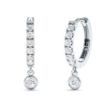Round Charm Huggie Hoop Earring Cubic Zirconia 925 Sterling Silver Wholesale